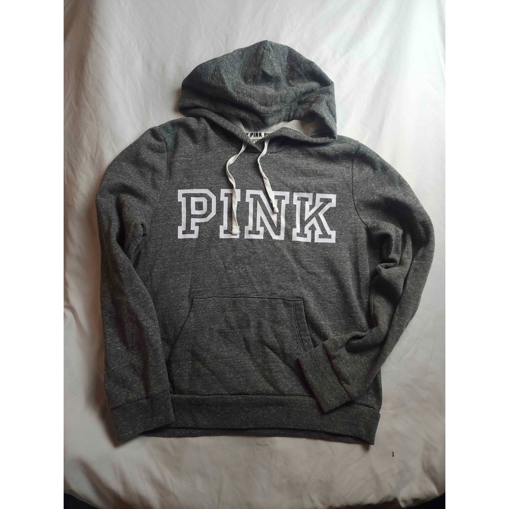 Pink Victoria's Secret Hoodie Womens Large Gray Athleisure Loungewear Gymcore